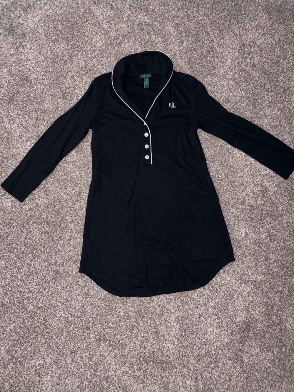 Ralph Lauren Black Polo-Style Long Sleeve Dress